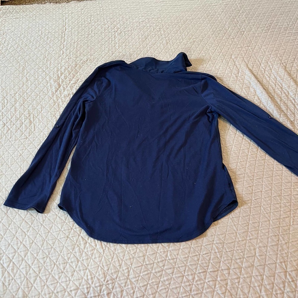 5/ $25 Joe Fresh blue roll tab sleeve top S